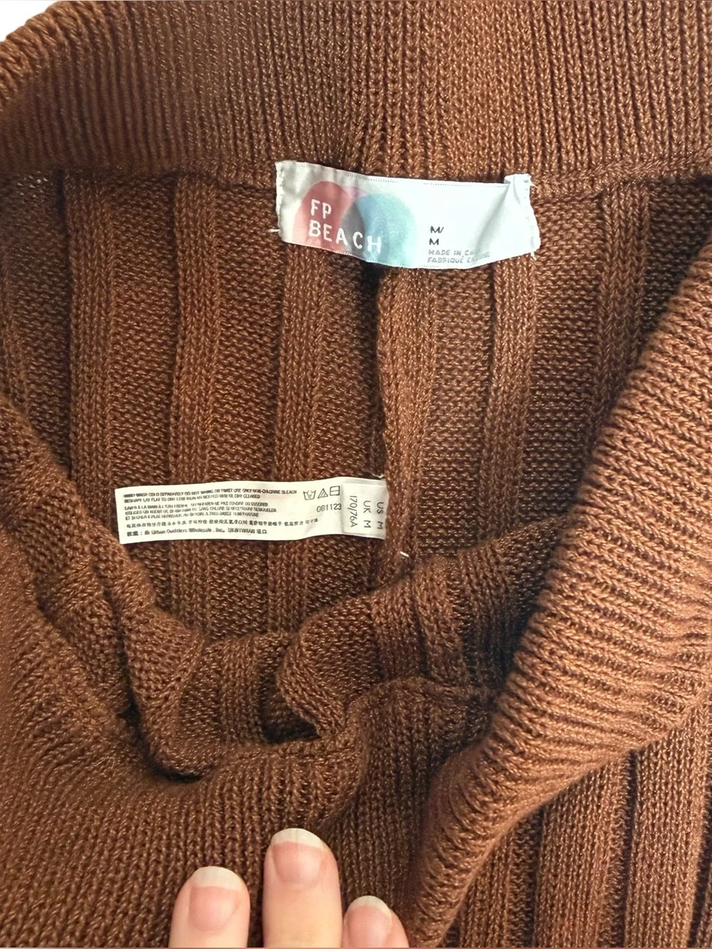 Free People Beach Imogene Sweater Pant Set Medium Cigar Brown Cotton Ribbed Knit - Picture 9 of 12